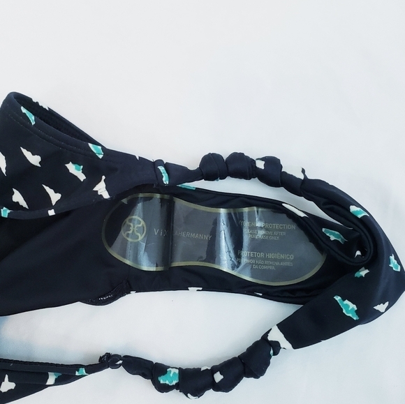 NWT Vix Paula Hermanny Dolce Knot Bikini Bottom Swimwear Black Teal - Picture 9 of 11